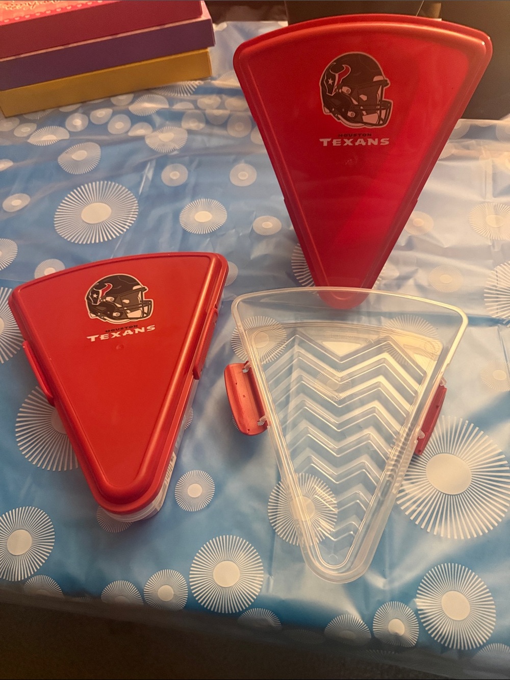 Houston Texans Red  Triangle Food pizza 🍕 Containers (Set of 2)